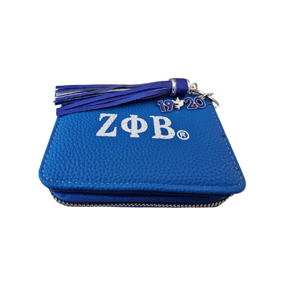 ZPB Sorority Blue Tassel Keychain Zipper Wallet