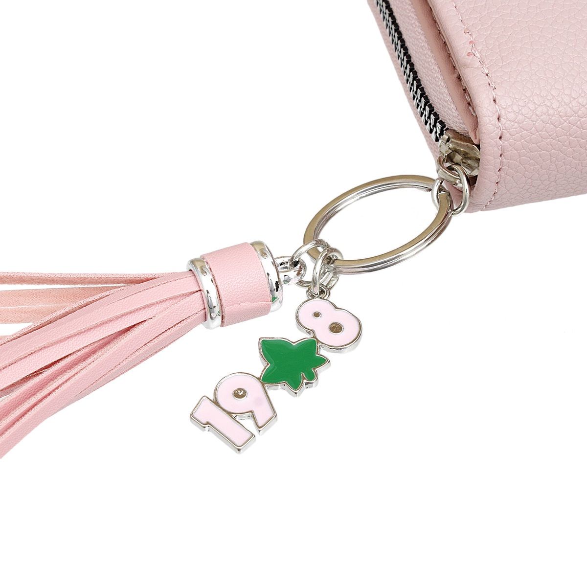 AKA Sorority Pink Tassel Keychain Zipper Wallet