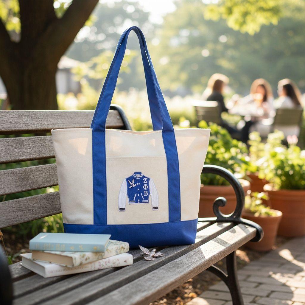 ZPB Sorority Large Canvas Tote Bag Reusable Merch