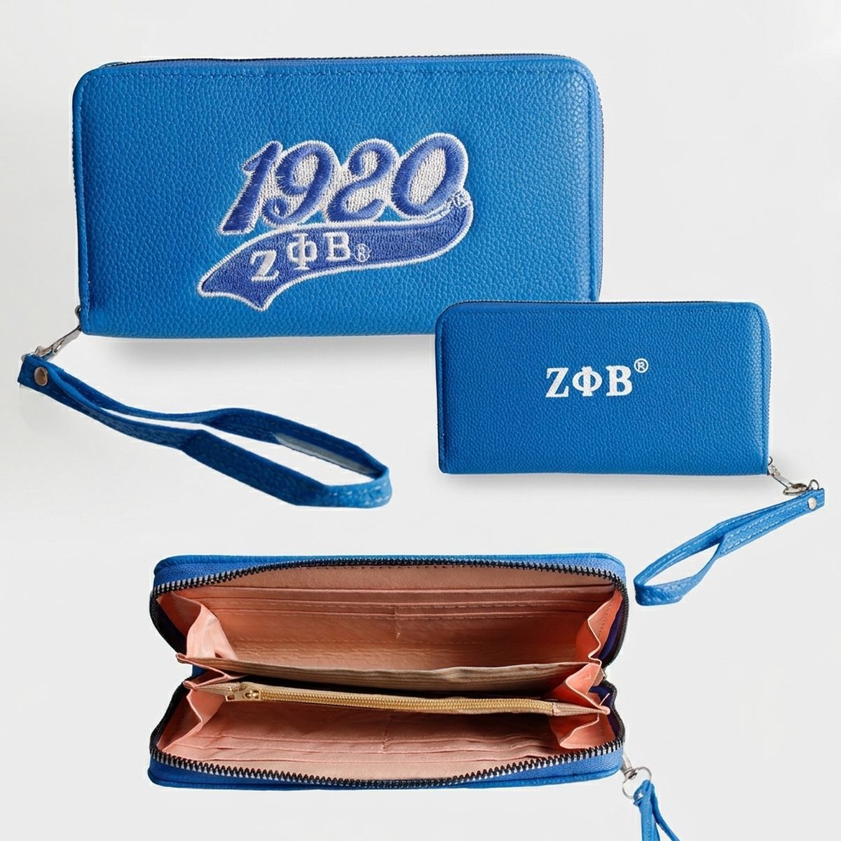 ZPB Sorority Long Blue 1920 Patch Zipper Wallet