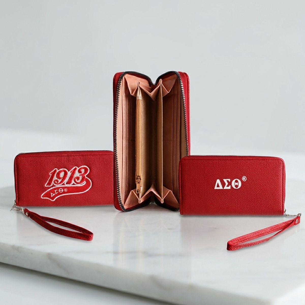 DST Sorority Long Red 1913 Patch Zipper Wallet
