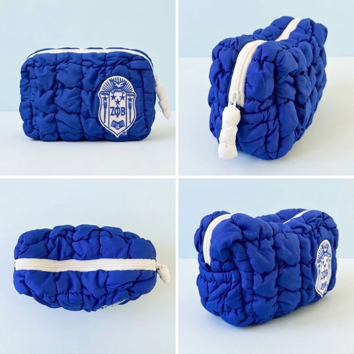 ZPB Royal Blue Crest Mini Quilted Puffy Pouch