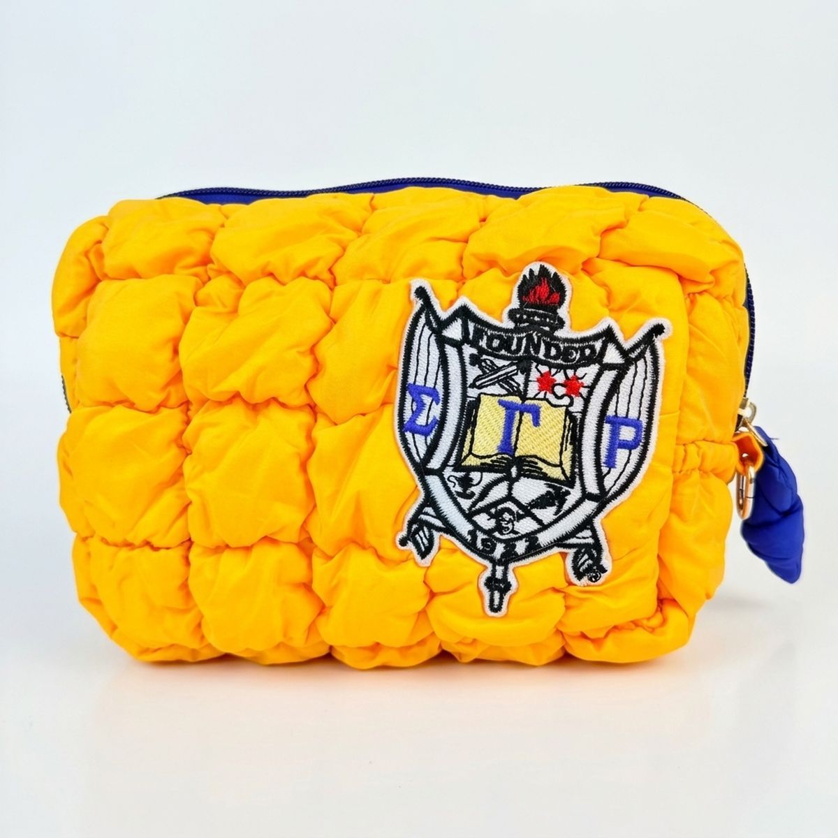 SGRHO Golden Yellow Crest Mini Quilted Puffy Pouch