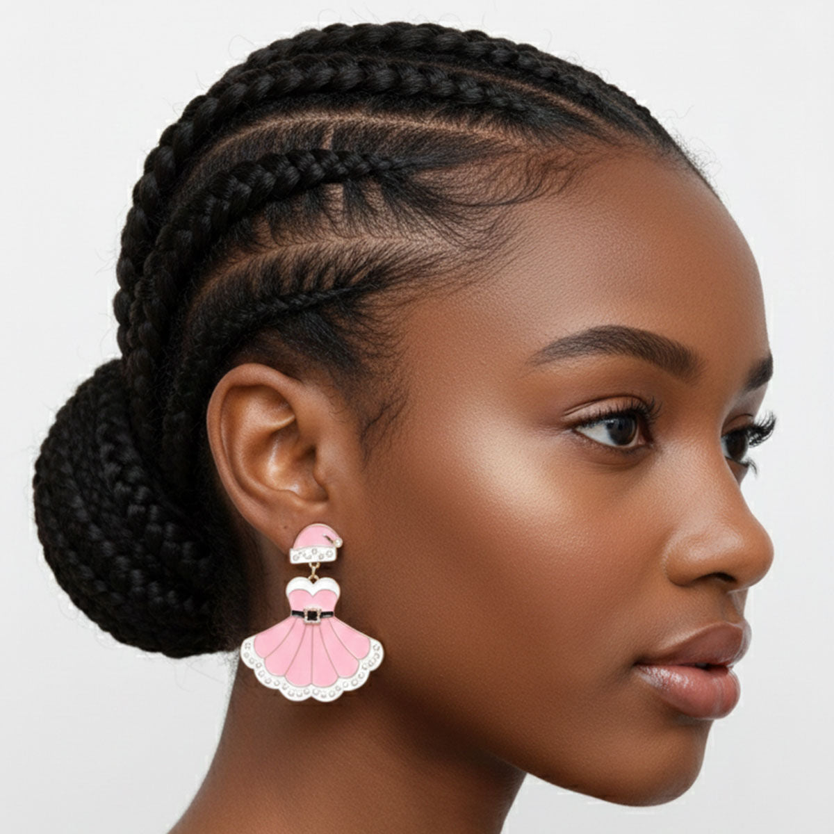 Dangle Santa Baby Pink Sweetheart Dress Earrings