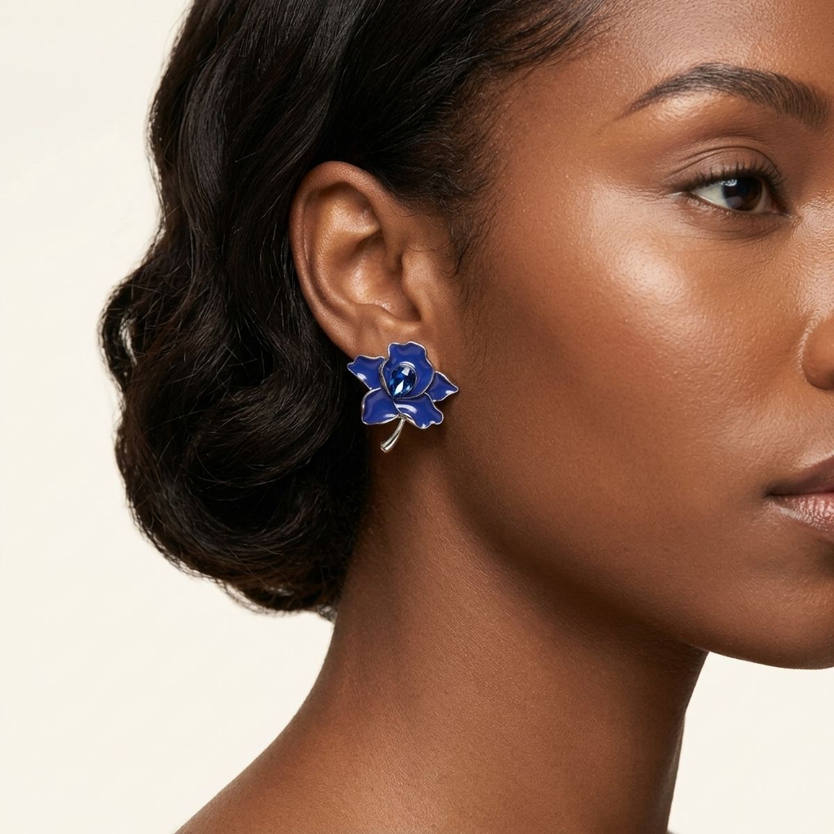 Zeta Phi Beta Blue Enamel Flower Stud Earrings