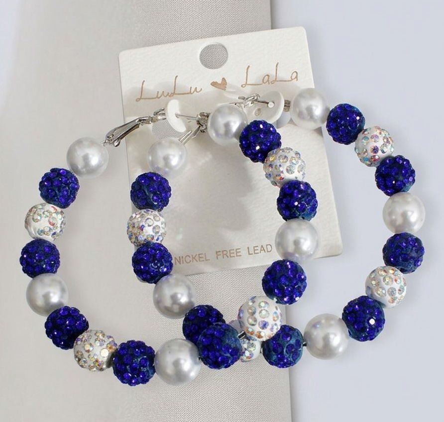 Royal Blue 2in Stone Ball Hoops