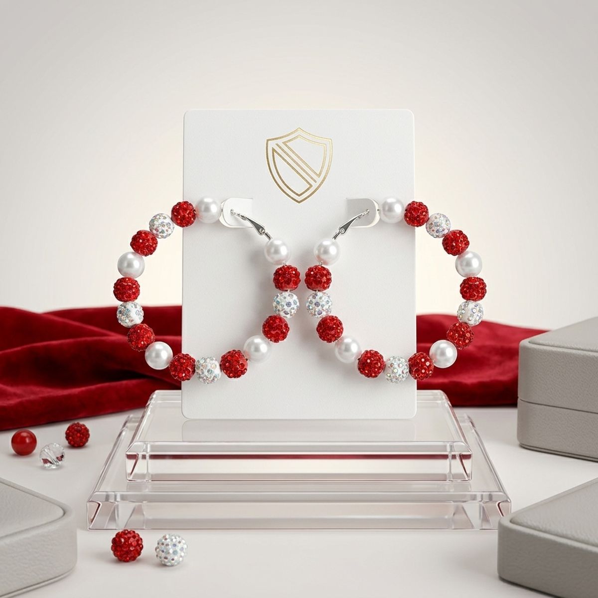 Red 2in Stone Ball Hoops