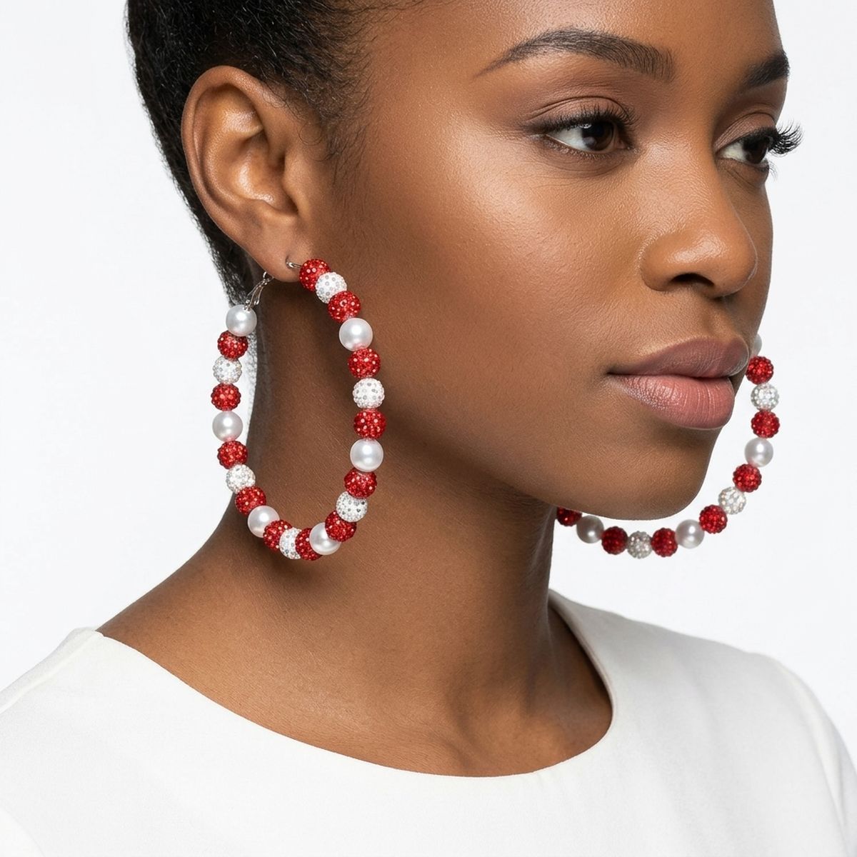 Red White 3in Stone Ball Hoops