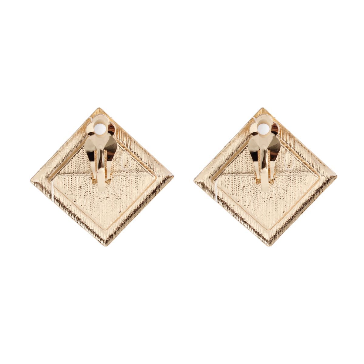 DST Crimson Wave Gold Framed Art Clip On Earrings