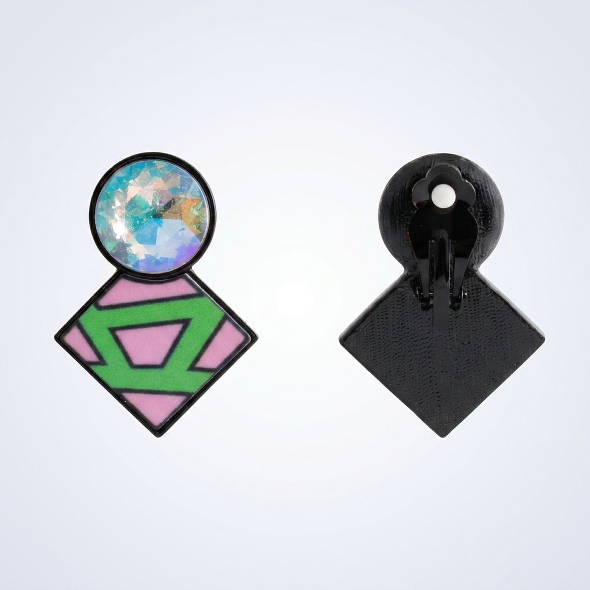 AKA Glass Crystal Geometric Gem Clip On Earrings