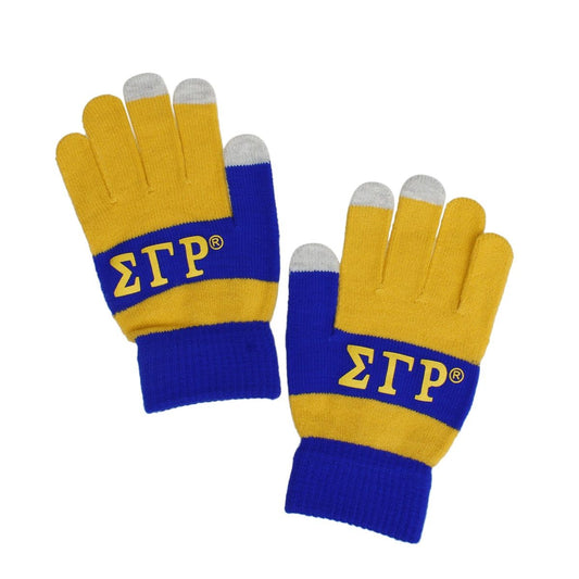 SGRHO Yellow Blue Touch and Grip Knit Winter Gloves