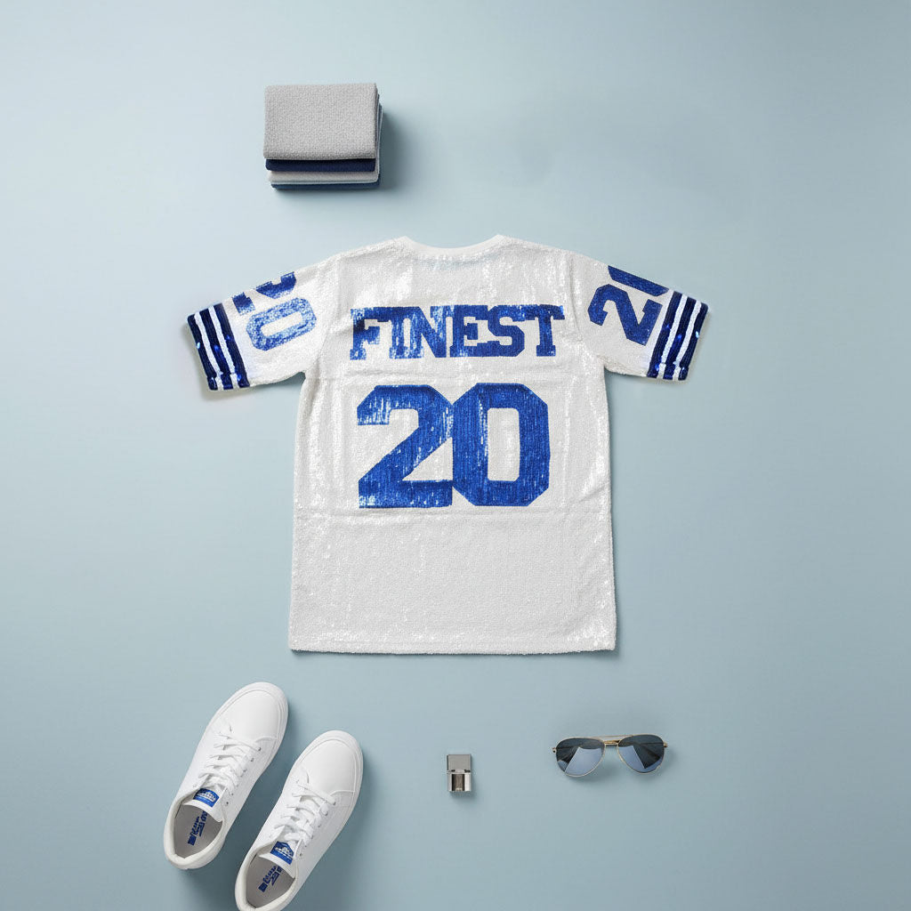 ZPB Sorority White Sequin Jersey Shirt for Women