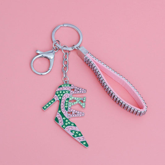 Keychain AKA Sorority Pink Green Heel for Women