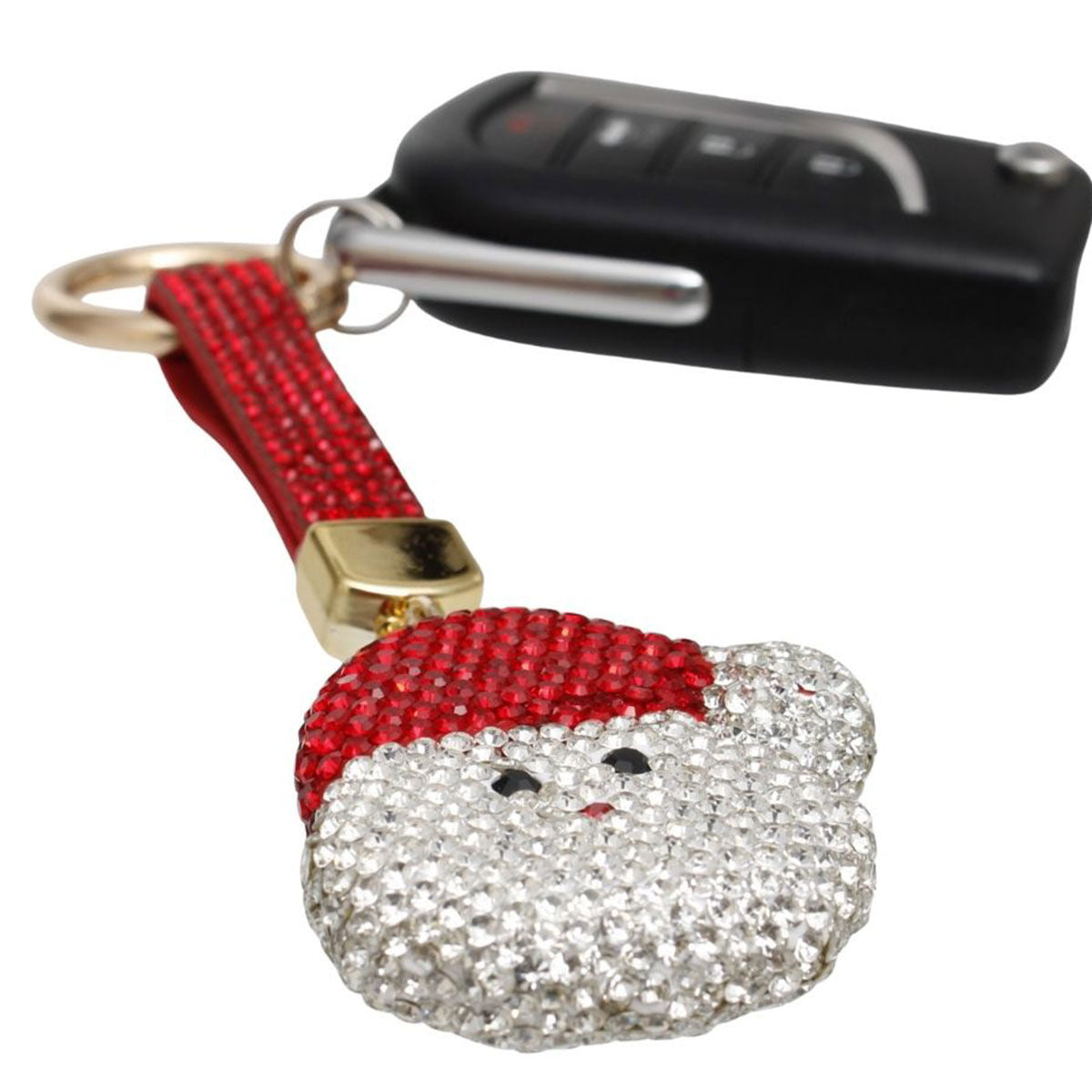 Keychain Red Glittery Santa Xmas Purse Charm Clip