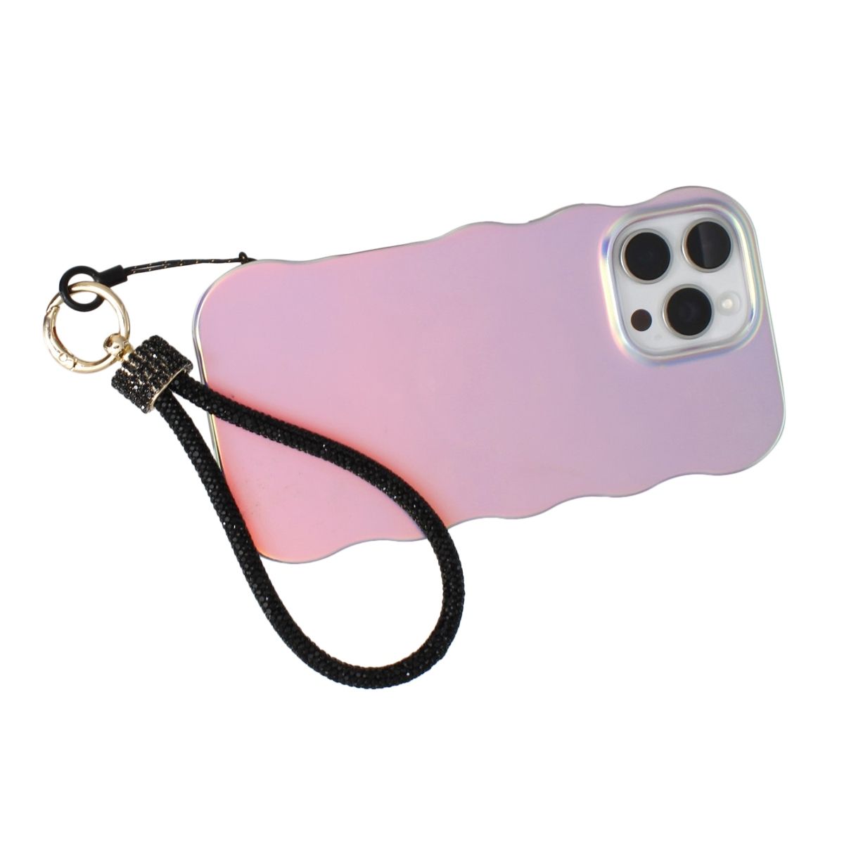 Rhinestone Phone Wrist Strap Black Bling Accessory