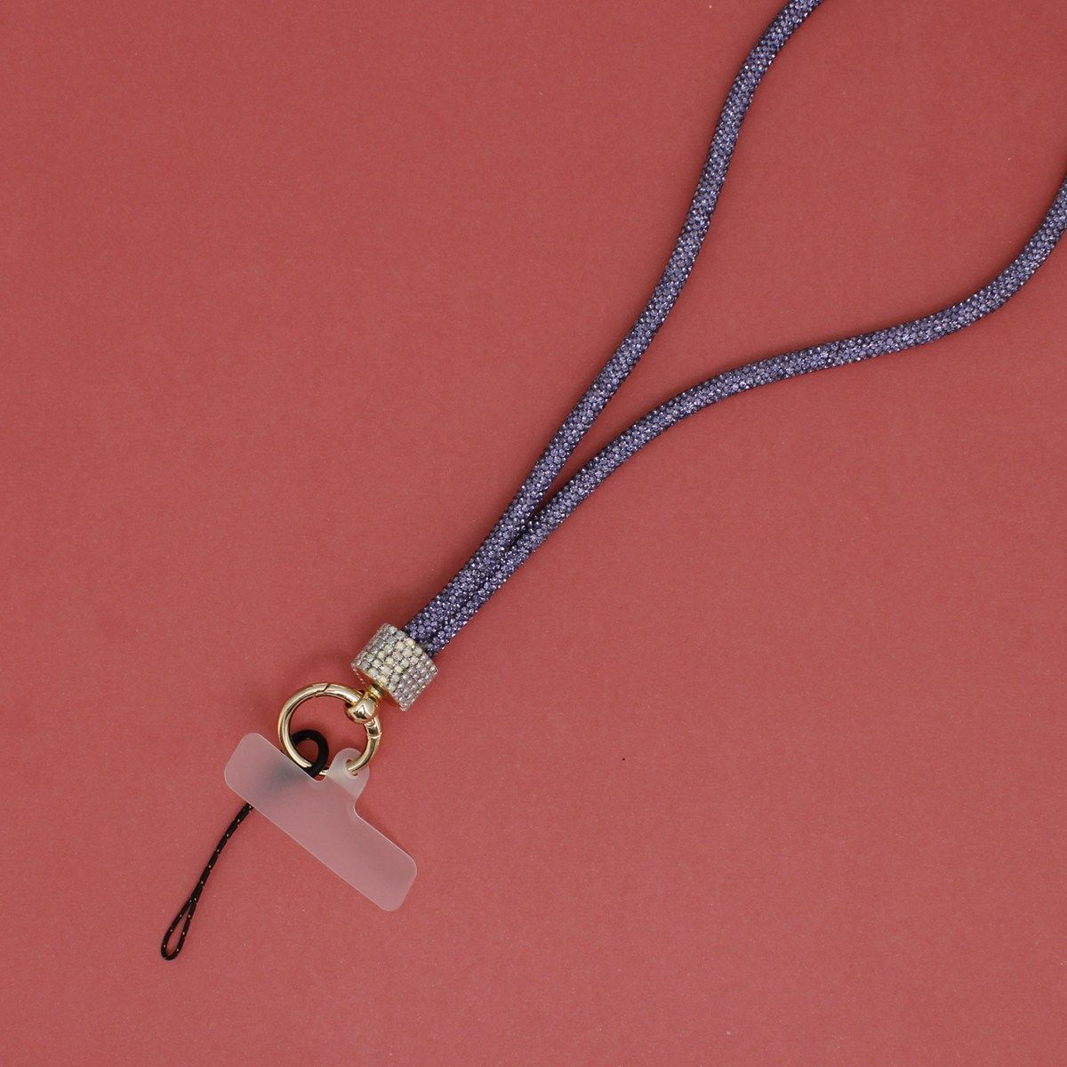 Rhinestone Long Phone Strap Purple Bling Lanyard