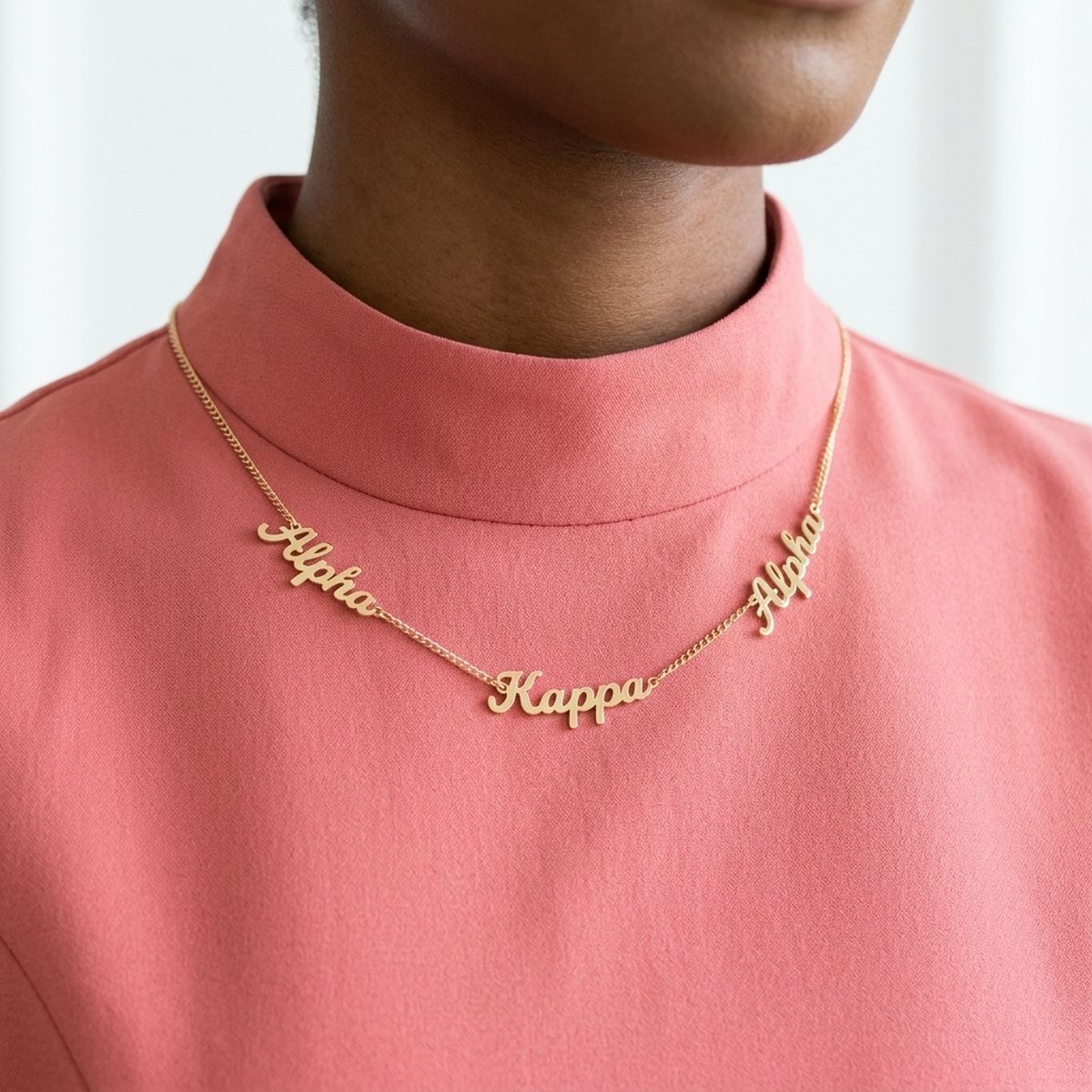 Alpha Kappa Alpha Gold Script Chain Necklace