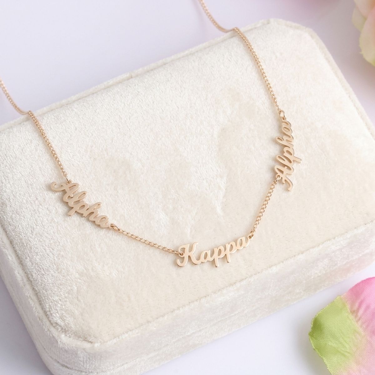 Alpha Kappa Alpha Gold Script Chain Necklace