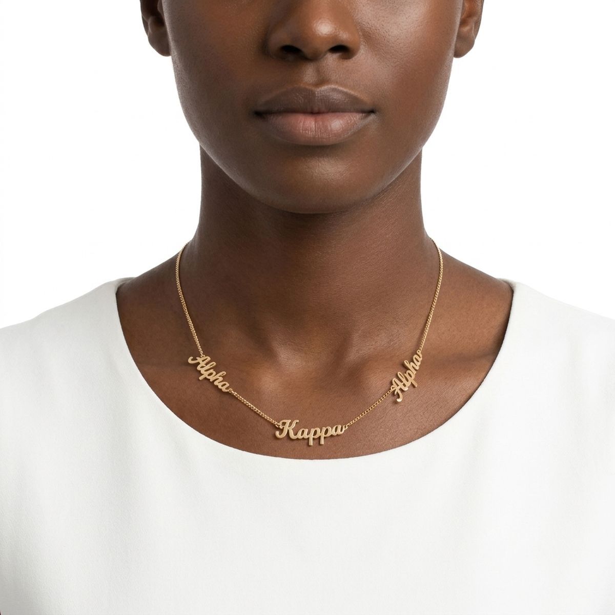 Alpha Kappa Alpha Gold Script Chain Necklace