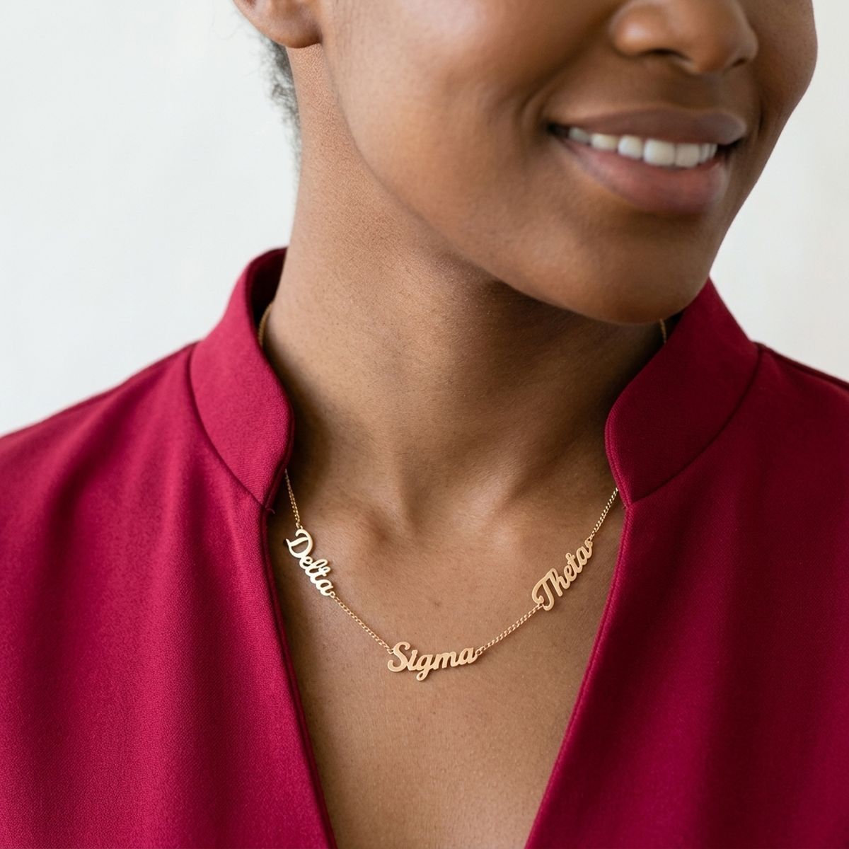 Delta Sigma Theta Gold Script Chain Necklace
