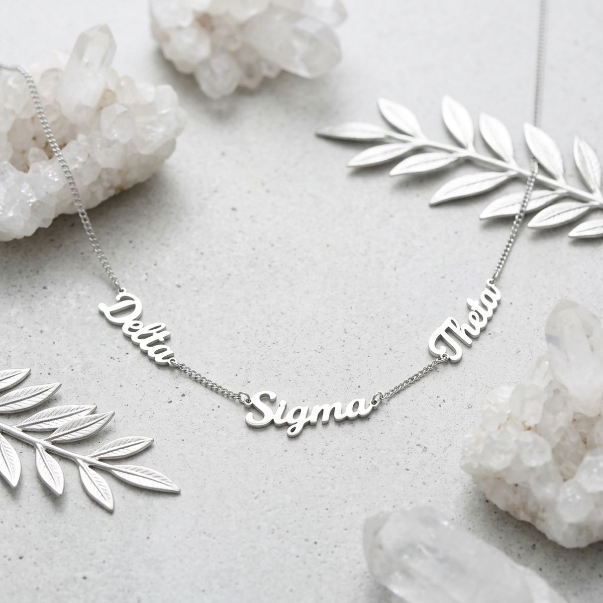 Delta Sigma Theta Silver Script Chain Necklace