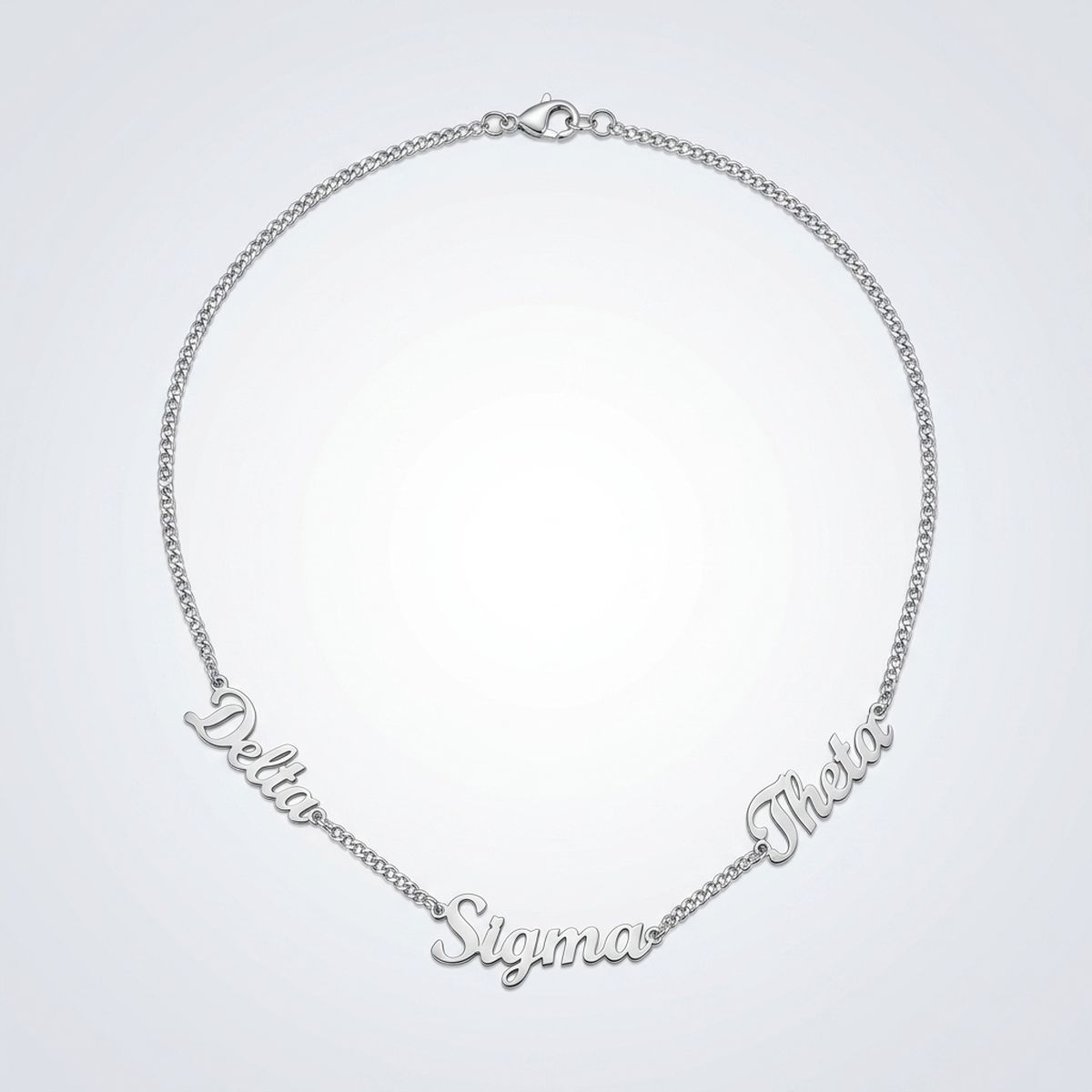 Delta Sigma Theta Silver Script Chain Necklace