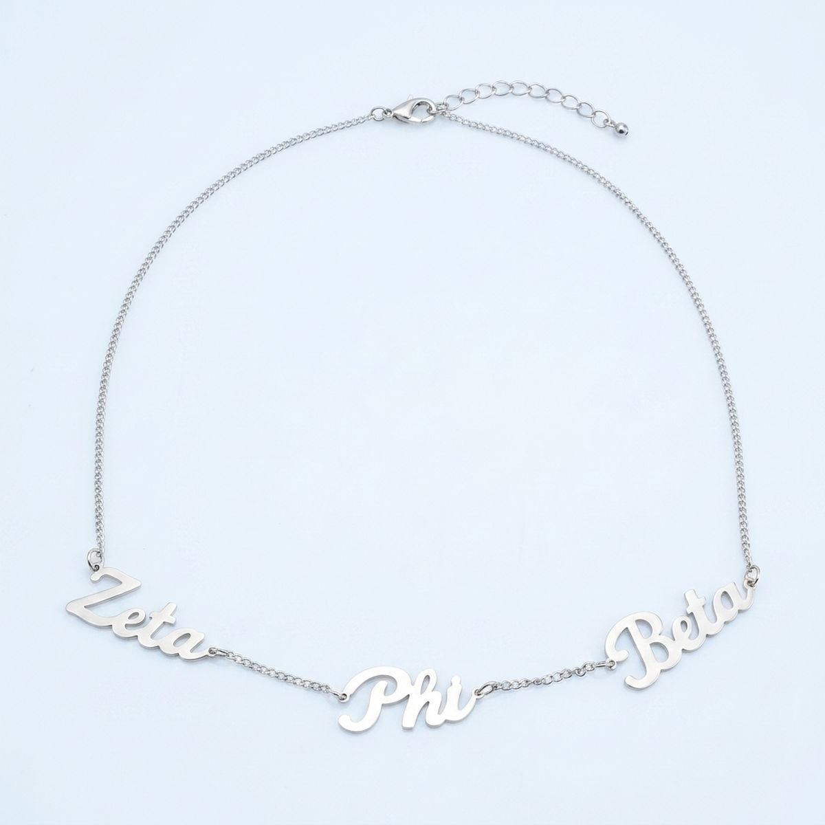 Zeta Phi Beta Silver Script Chain Necklace