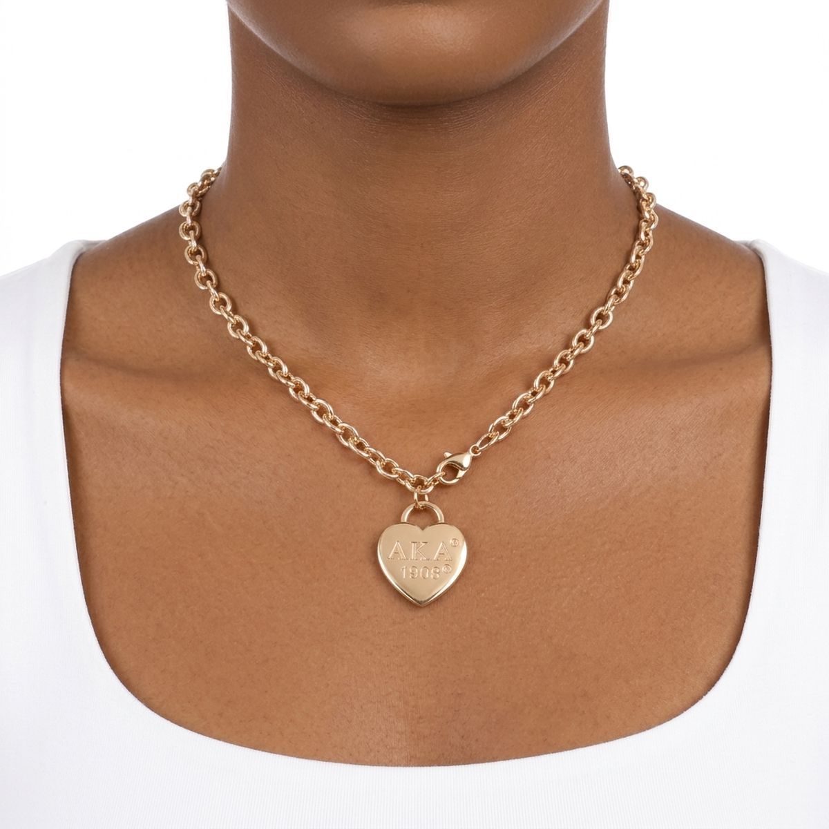 AKA Gold 1908 Legacy Heart Lock Chain Necklace