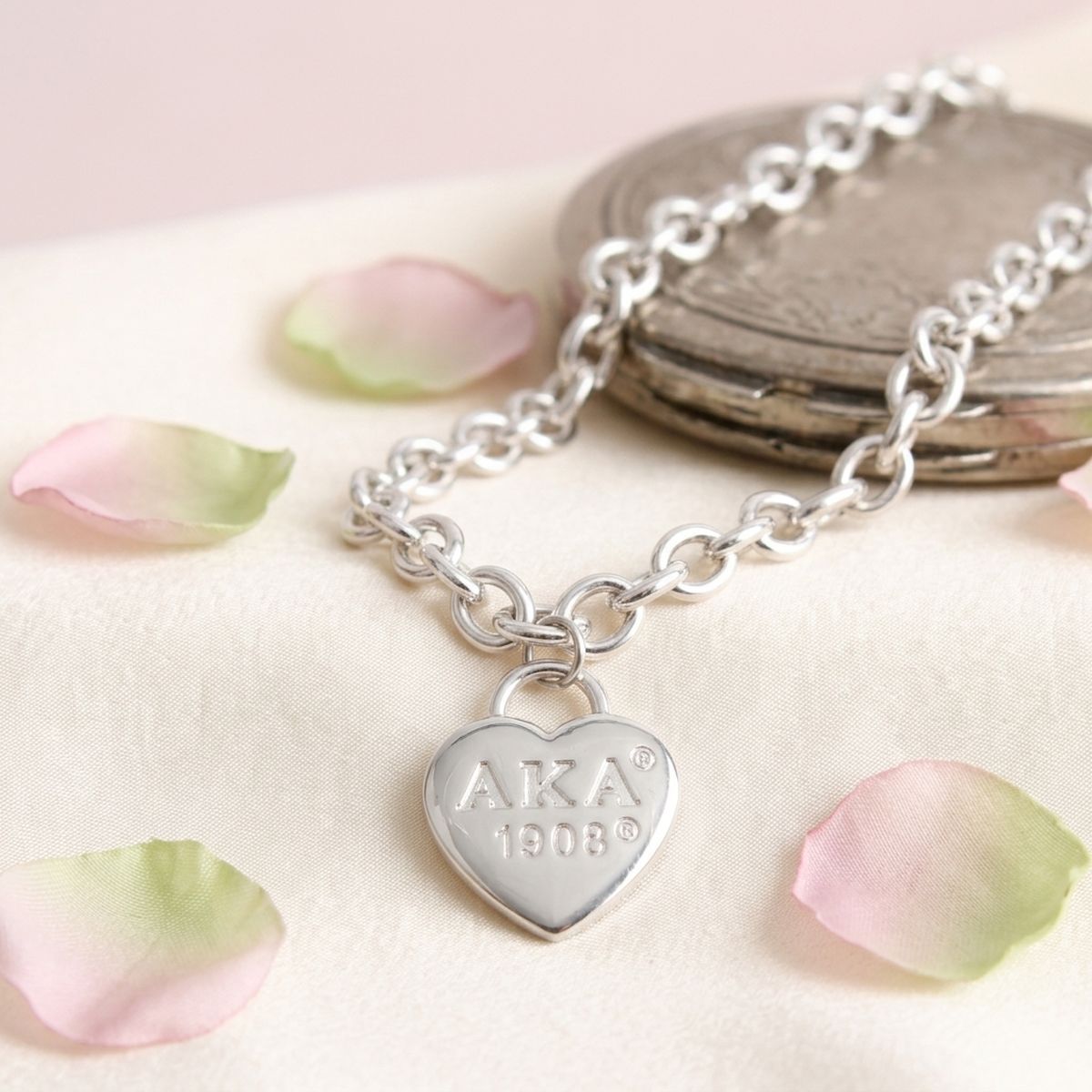 AKA Silver 1908 Legacy Heart Lock Chain Necklace
