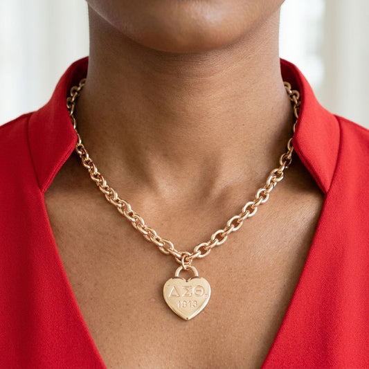 DST Gold 1913 Legacy Heart Lock Chain Necklace
