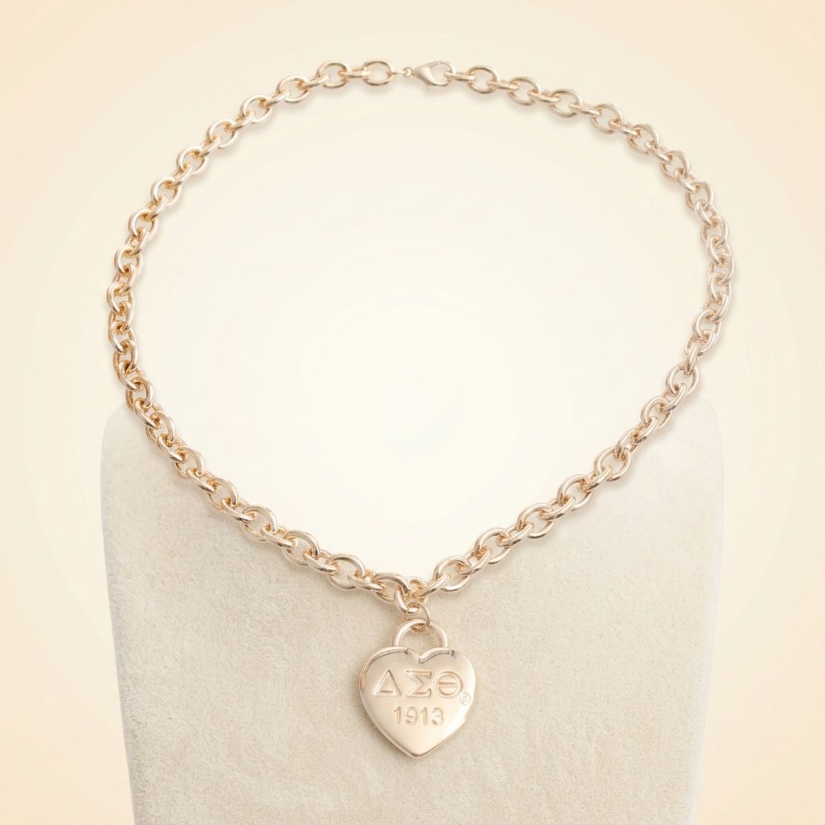 DST Gold 1913 Legacy Heart Lock Chain Necklace