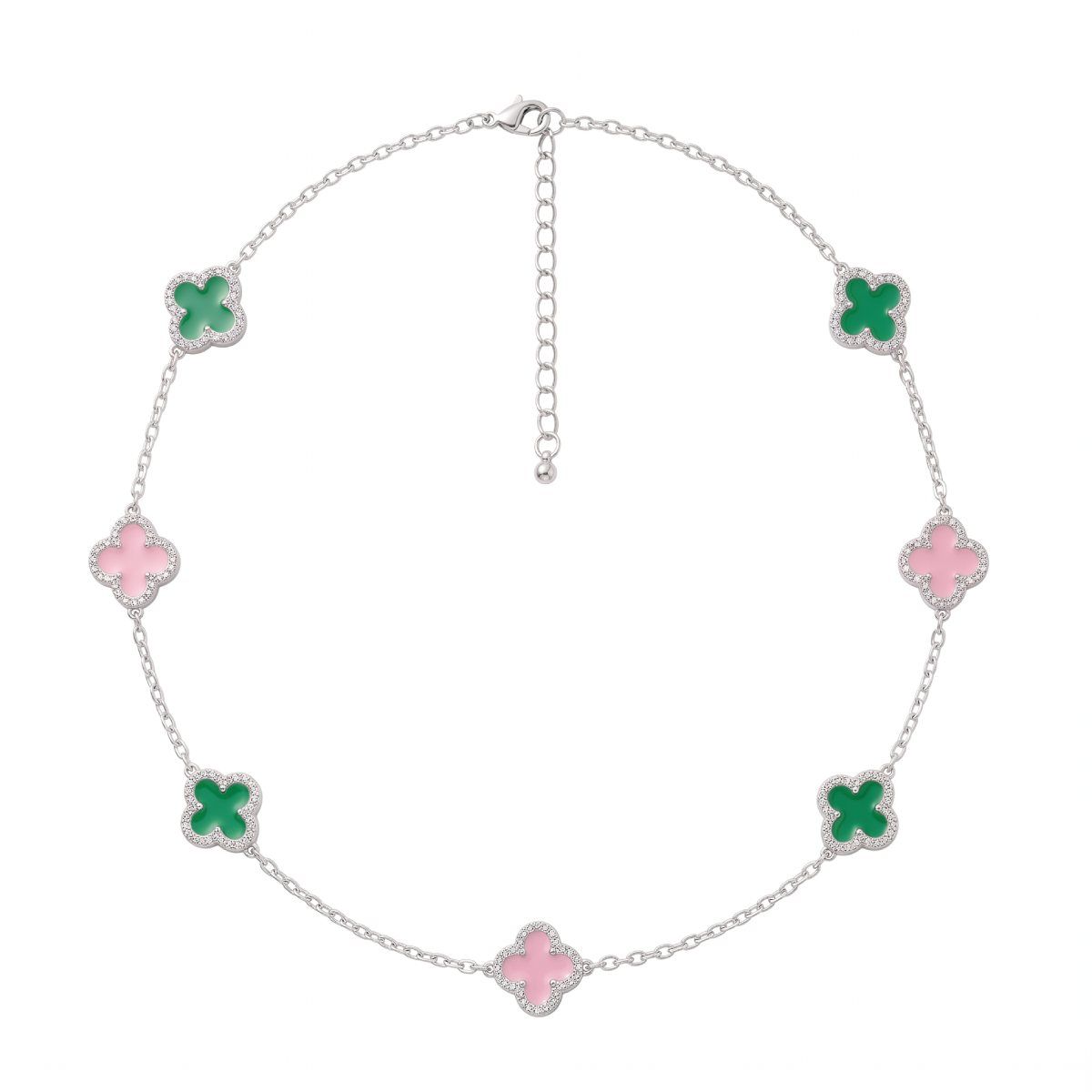 AKA Pink and Green Quatrefoil Clover Necklace