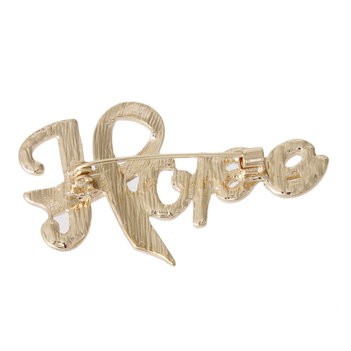 Breast Cancer Brooch Gold Light Pink Ribbon Hope Pin