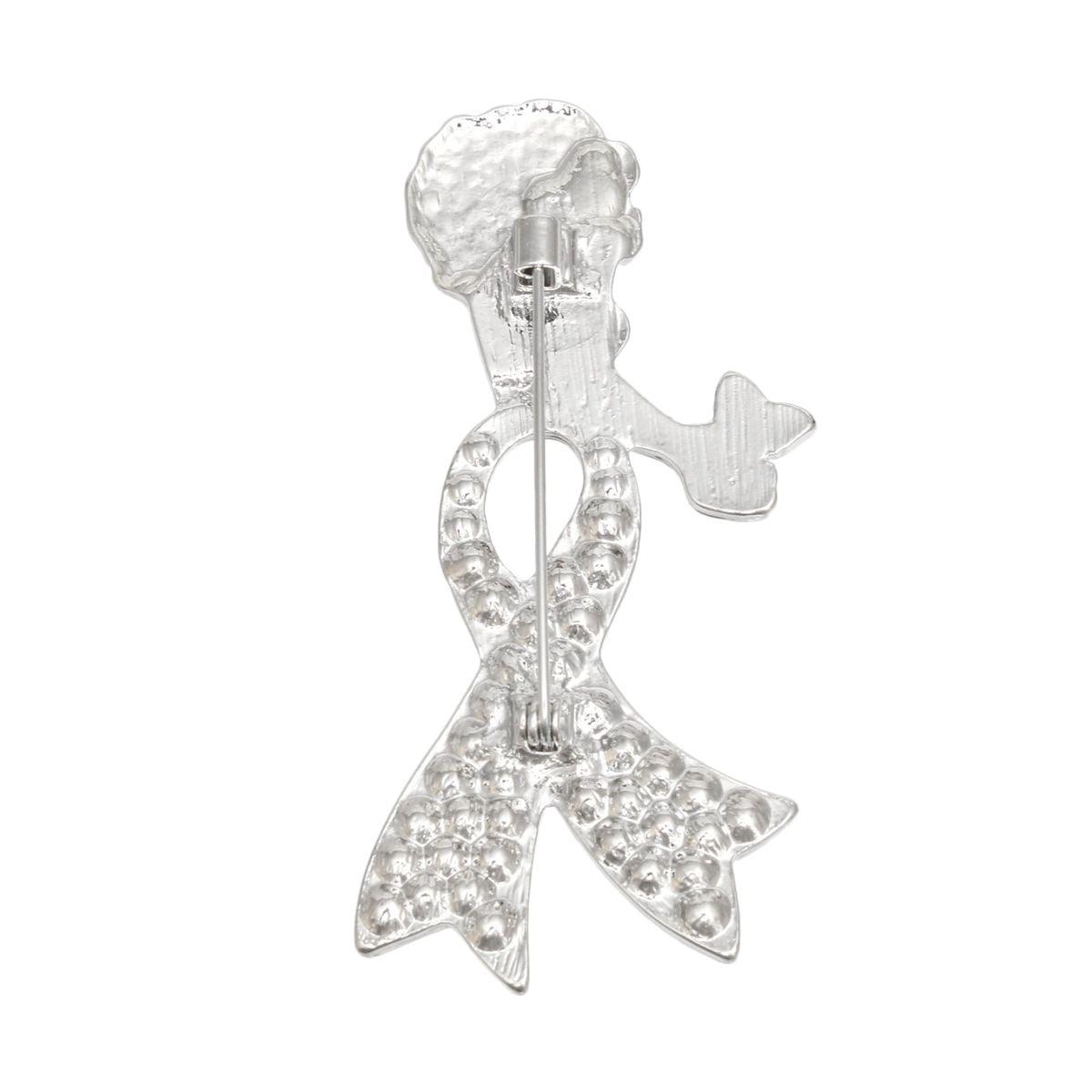 Breast Cancer Silver Pink Ribbon Legs Brooch Pin