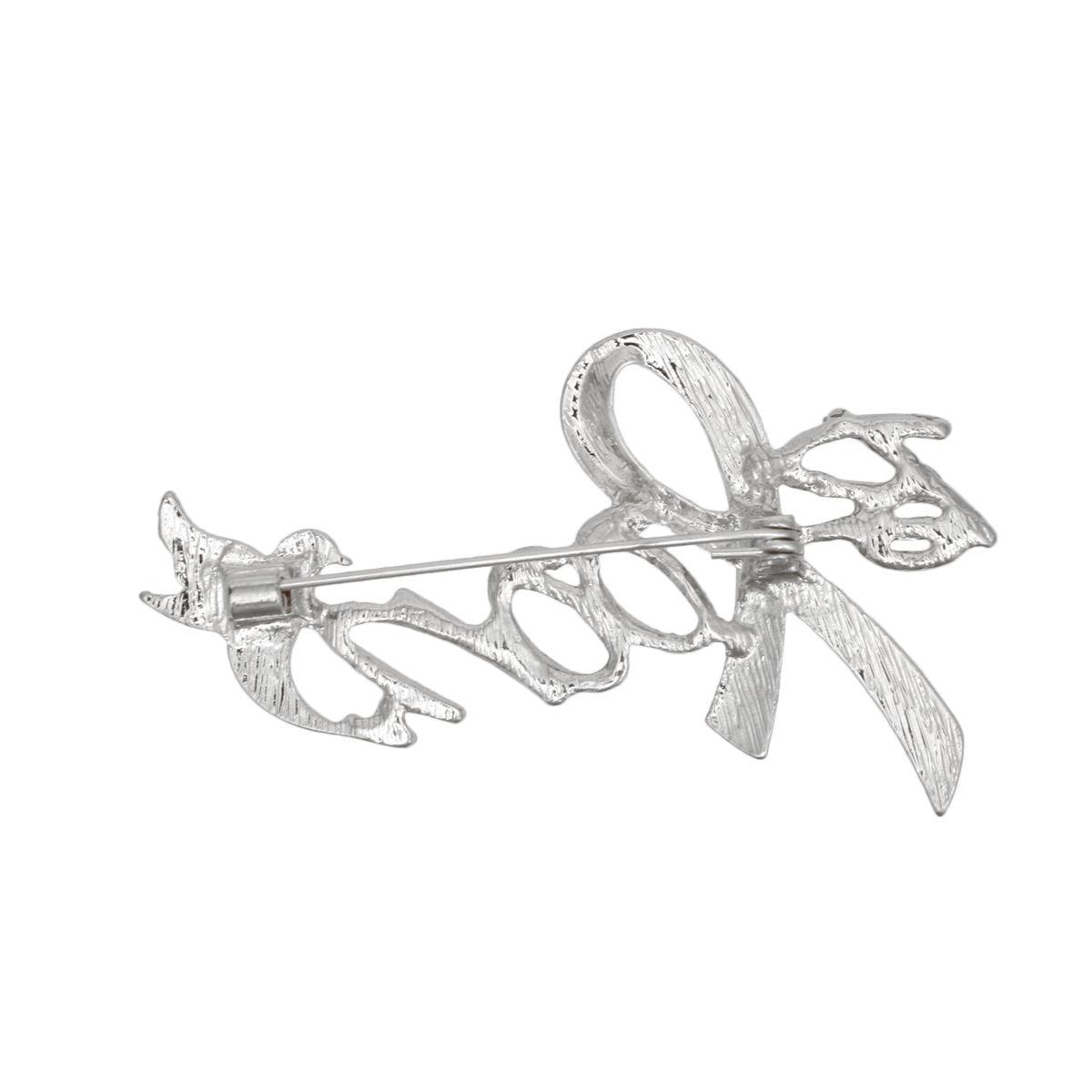 Breast Cancer Silver Bloom Pink Ribbon Brooch Pin