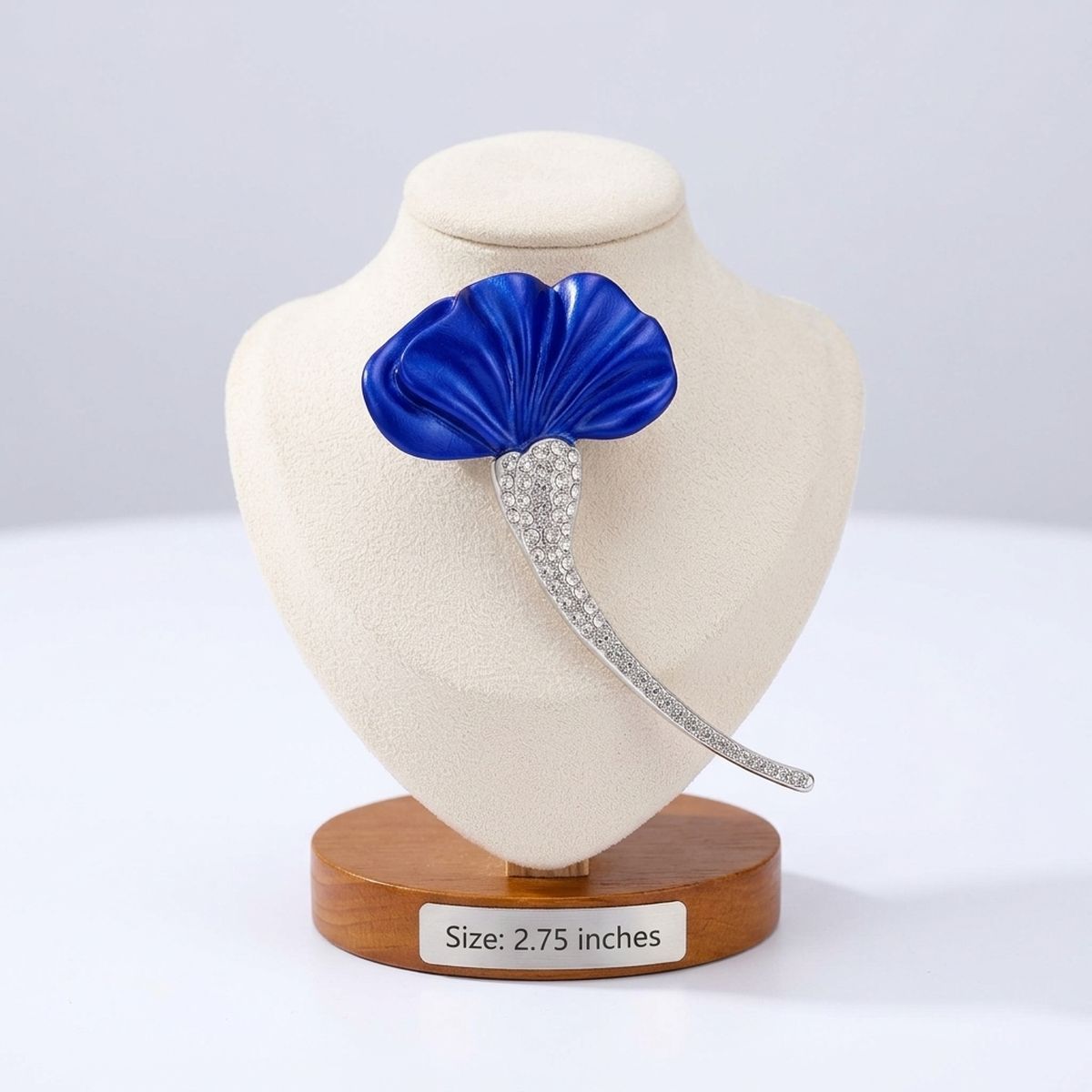 ZPB Royal Blue Calla Lily Rhinestone Brooch Pin
