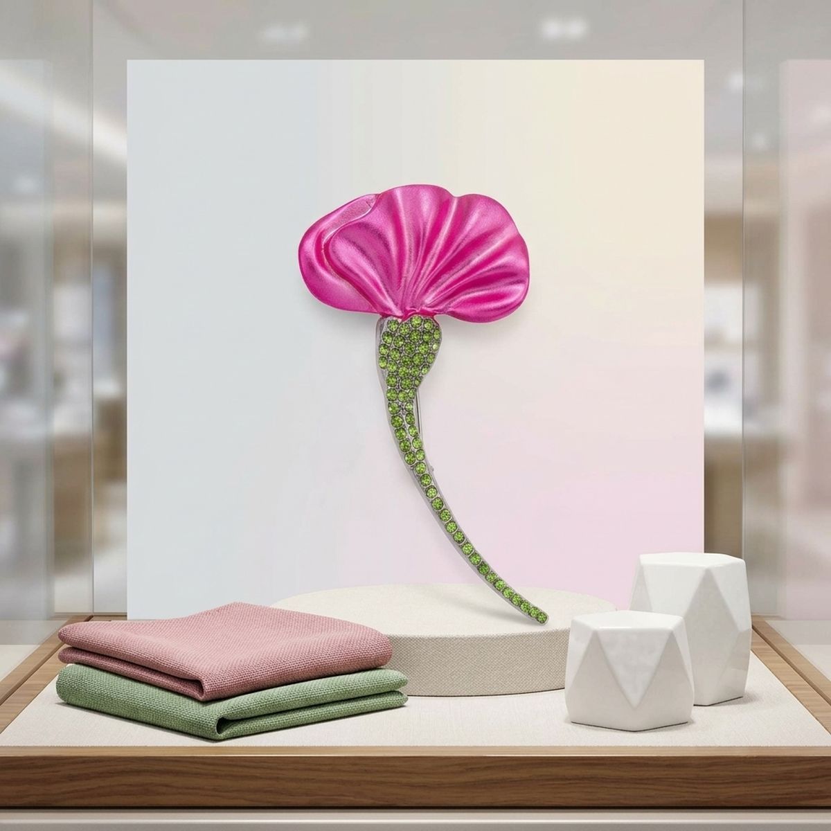 AKA Pink Calla Lily Rhinestone Brooch Pin