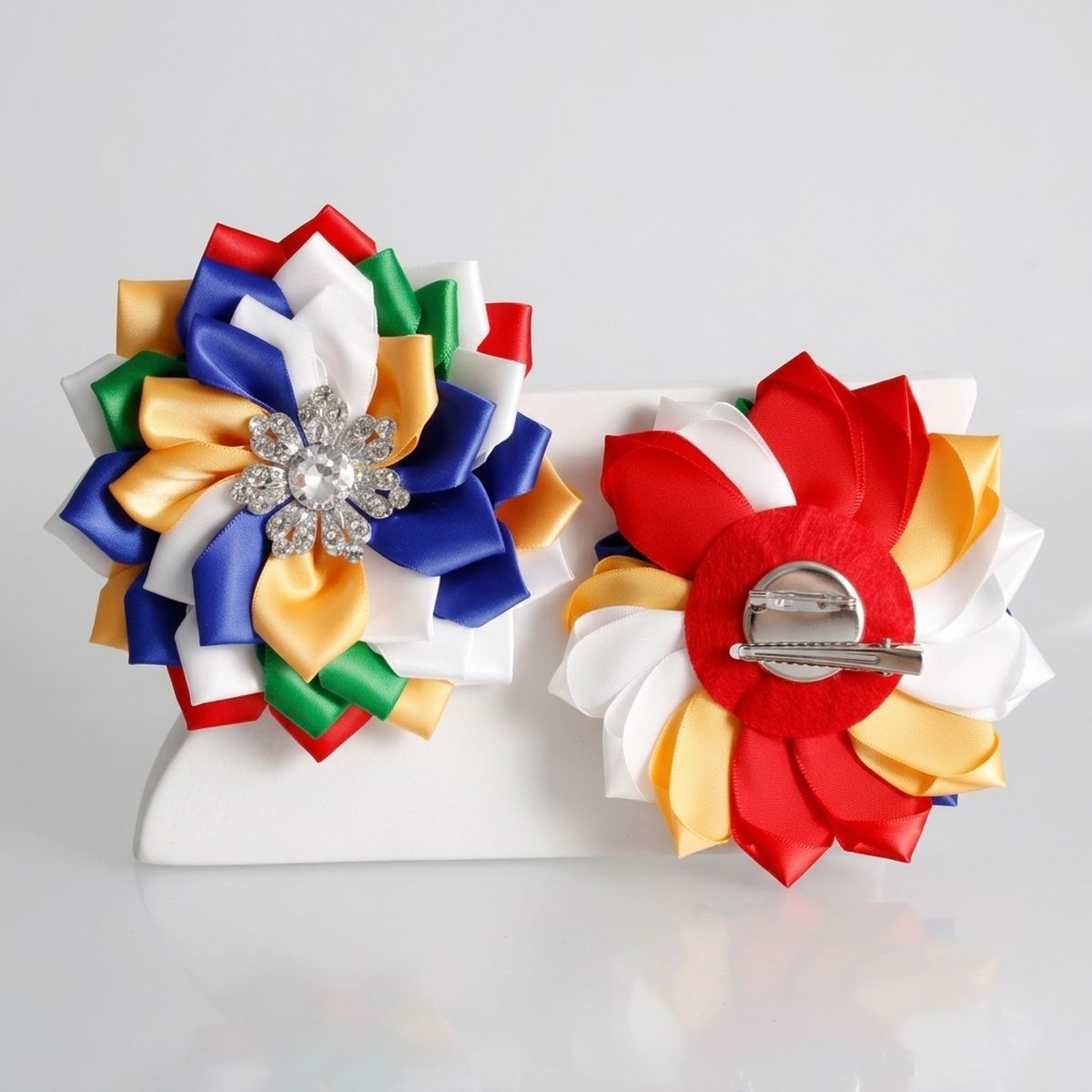 OES Multicolor Floral Bling Brooch and Hair Clip