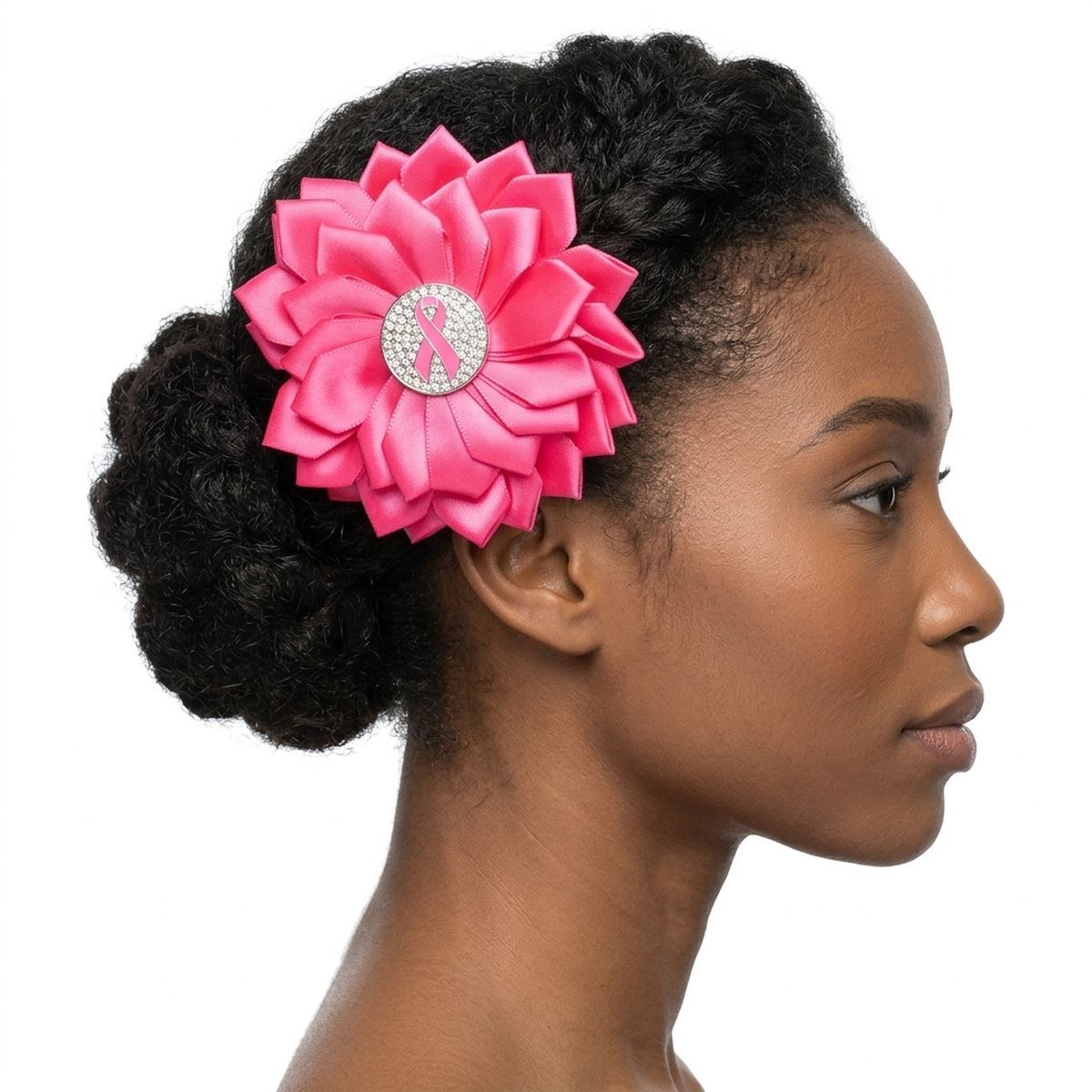 Breast Cancer Fuchsia Flower Brooch and Hair Clip