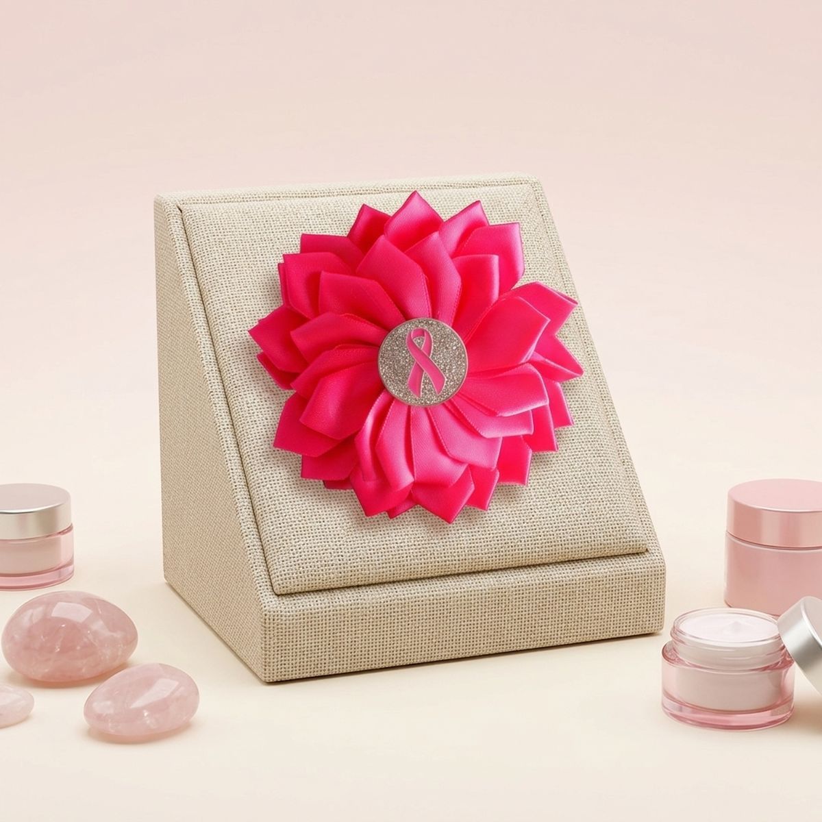 Breast Cancer Fuchsia Flower Brooch and Hair Clip