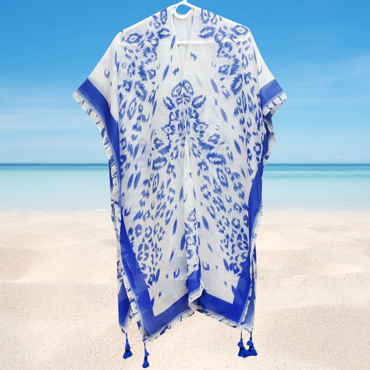 ZPB Sorority Blue White Leopard Structured Kimono