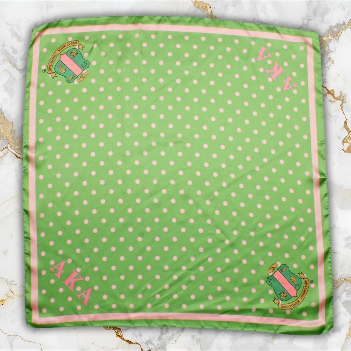 AKA Green Polka Dot Square Sorority Scarf