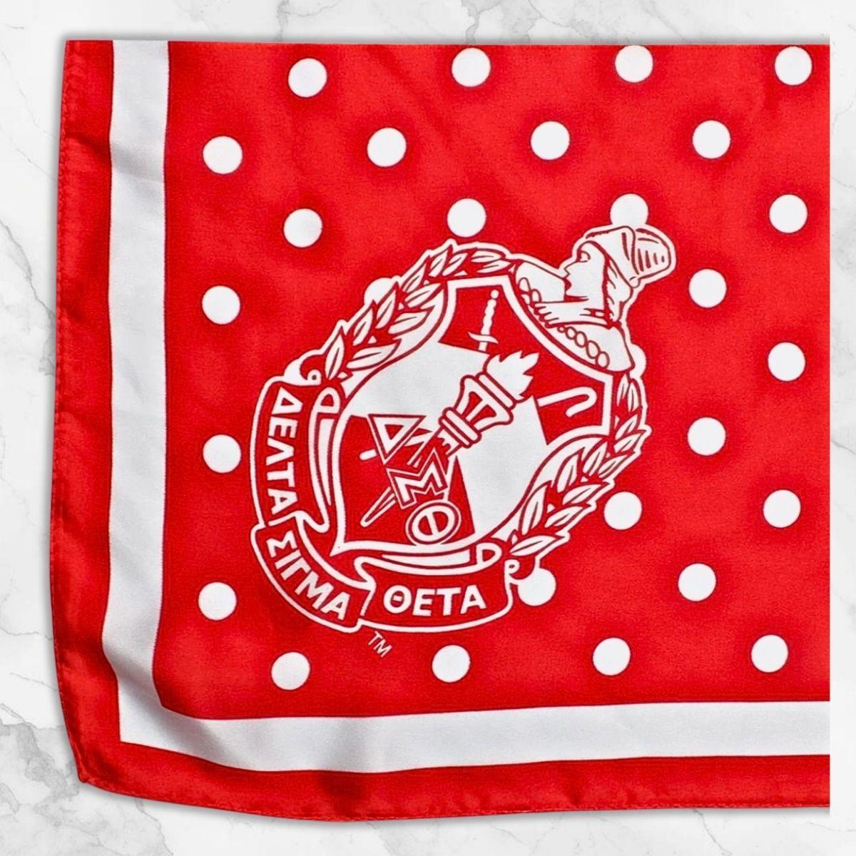 DST Red and White Polka Dot Square Sorority Scarf
