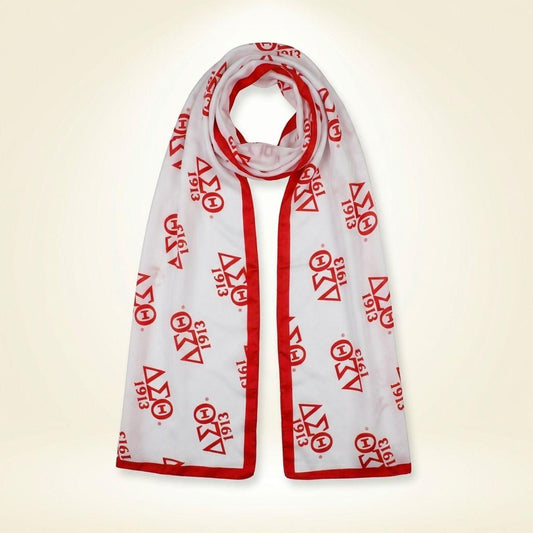 DST Long Red and White 1913 Rectangle Scarf