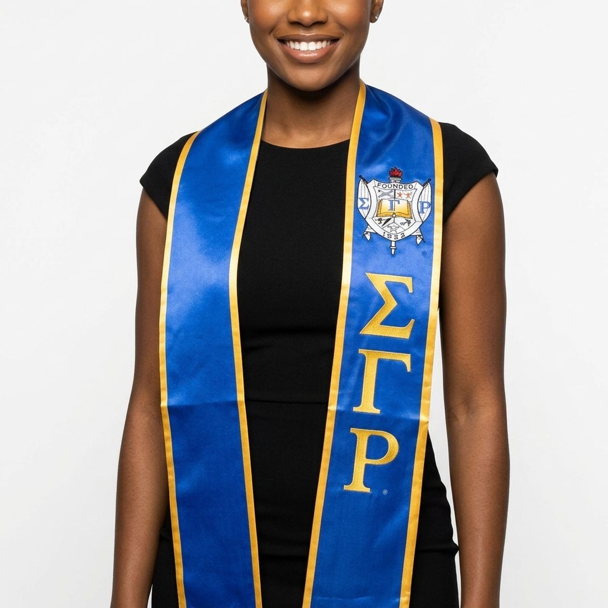 SGRHO Print Legacy Honor Stole in Blue with Gold