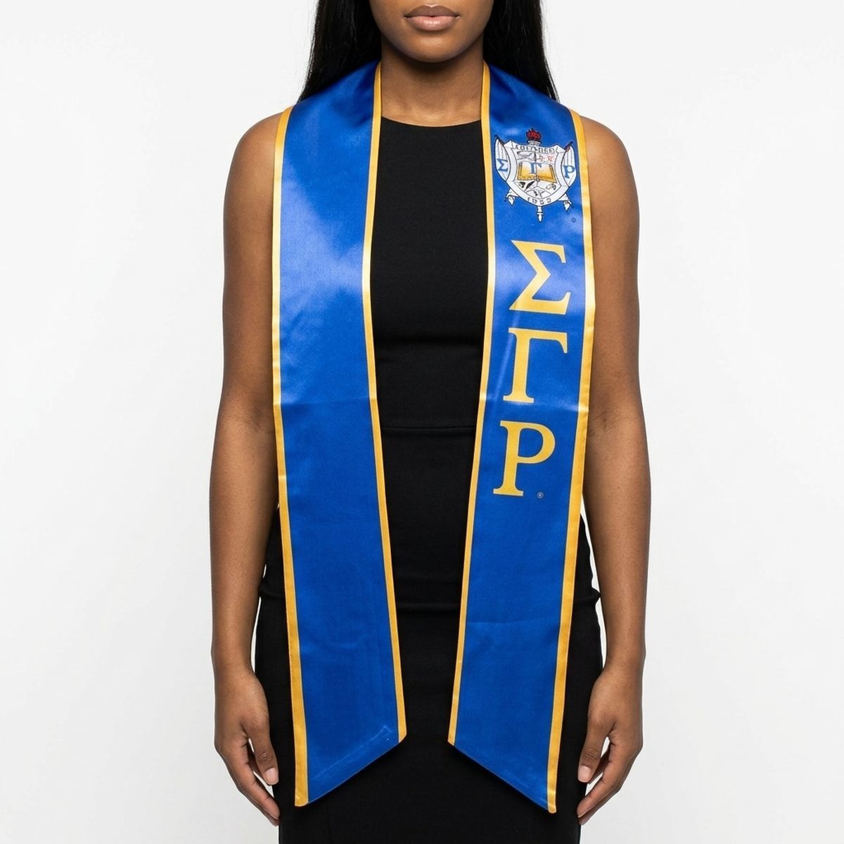 SGRHO Print Legacy Honor Stole in Blue with Gold