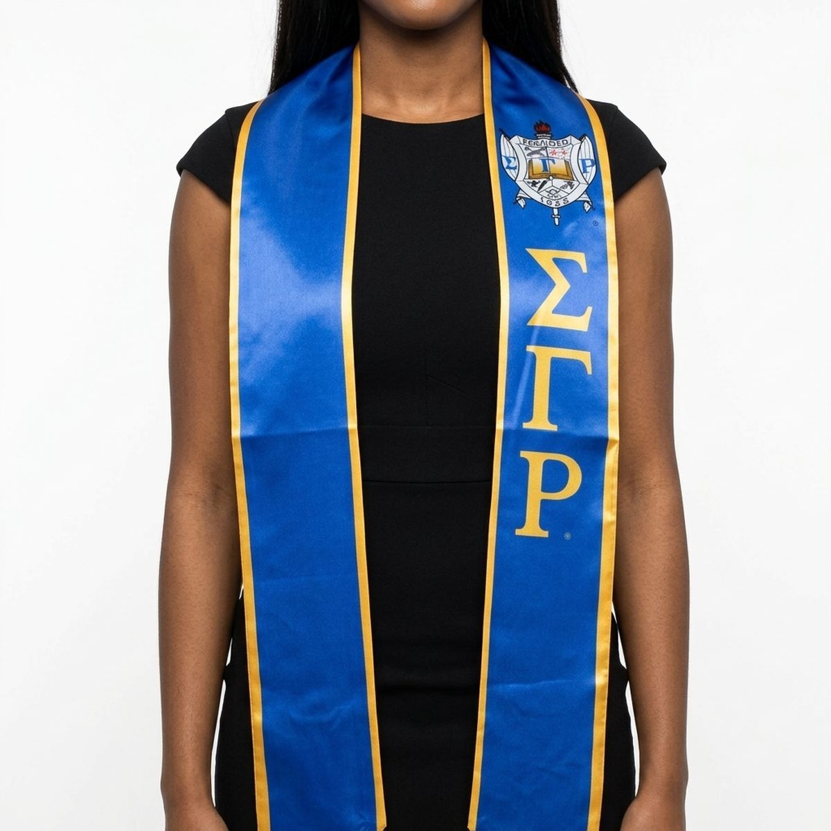 SGRHO Print Legacy Honor Stole in Blue with Gold