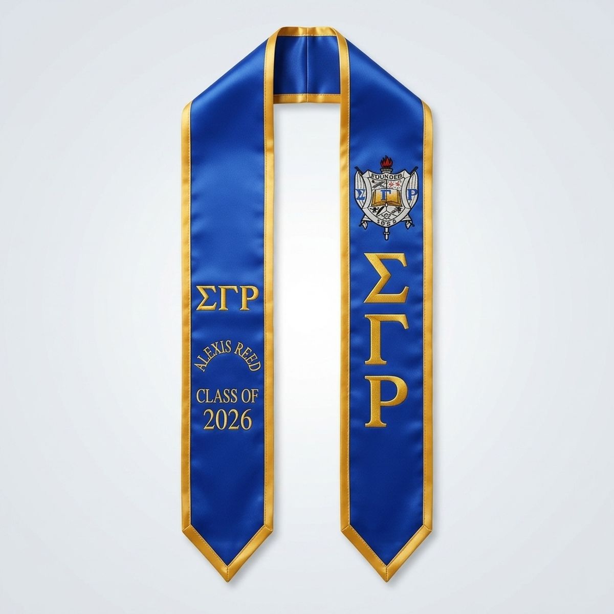 SGRHO Print Legacy Honor Stole in Blue with Gold