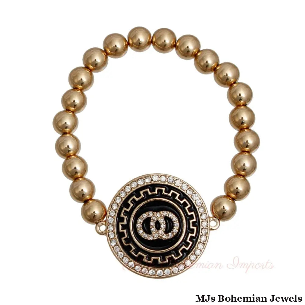 Gold and Black Infinity Detail Bracelet