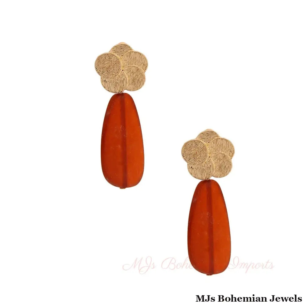 Gold and Brown Resin Earrings